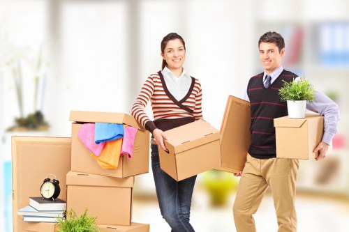 Packed moving boxes ready for transport during a Lambeth relocation