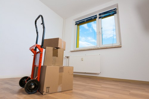 Local moving van outside residential flats in Lambeth